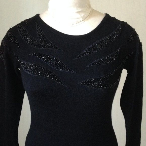 Beaded Silk & Wool Blend Pullover Sweater - Picture 2 of 8
